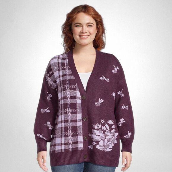 99 JANE STREET  Mixed Print Button Front Cardigan, NWT! Size 2X - Picture 3 of 10